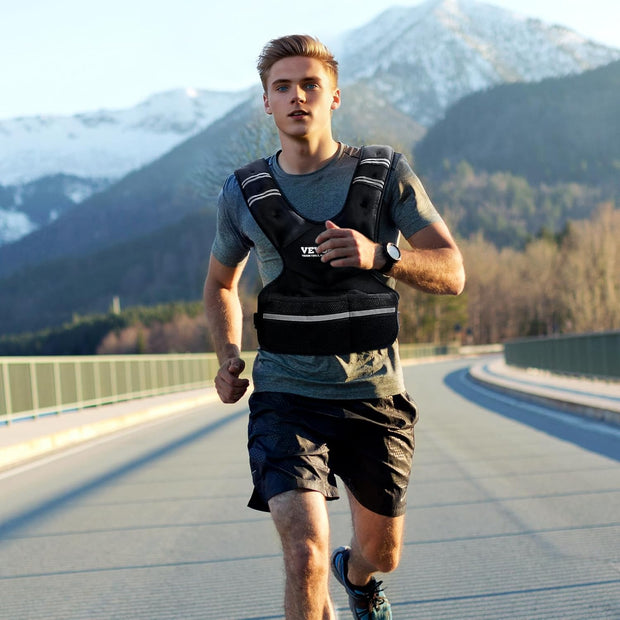 VEVOR Adjustable Weighted Vest, 11-20lb/20-32lbs/35lbs/40lbs Weight Vest with 6 Ironsand Weights and Reflective Stripe, Workout Equipment for Strength Training Running Jogging