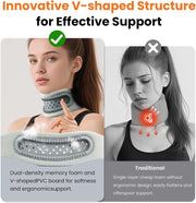 Neck Brace,Support Cervical Collar,Relieve Cervical Pain&Pressure,Soft Skin-Friendly Fabric,Memory Foam Wrapped in Silicone Breathable Hard Frame,One Size for Men&Women (Grey)