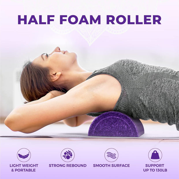 Yes4All High-Density EPP Half Round Back Roller Foam, Exercise Foam Roller for Yoga, Pilates & Stretching - 12, 18, 24, 36 inch