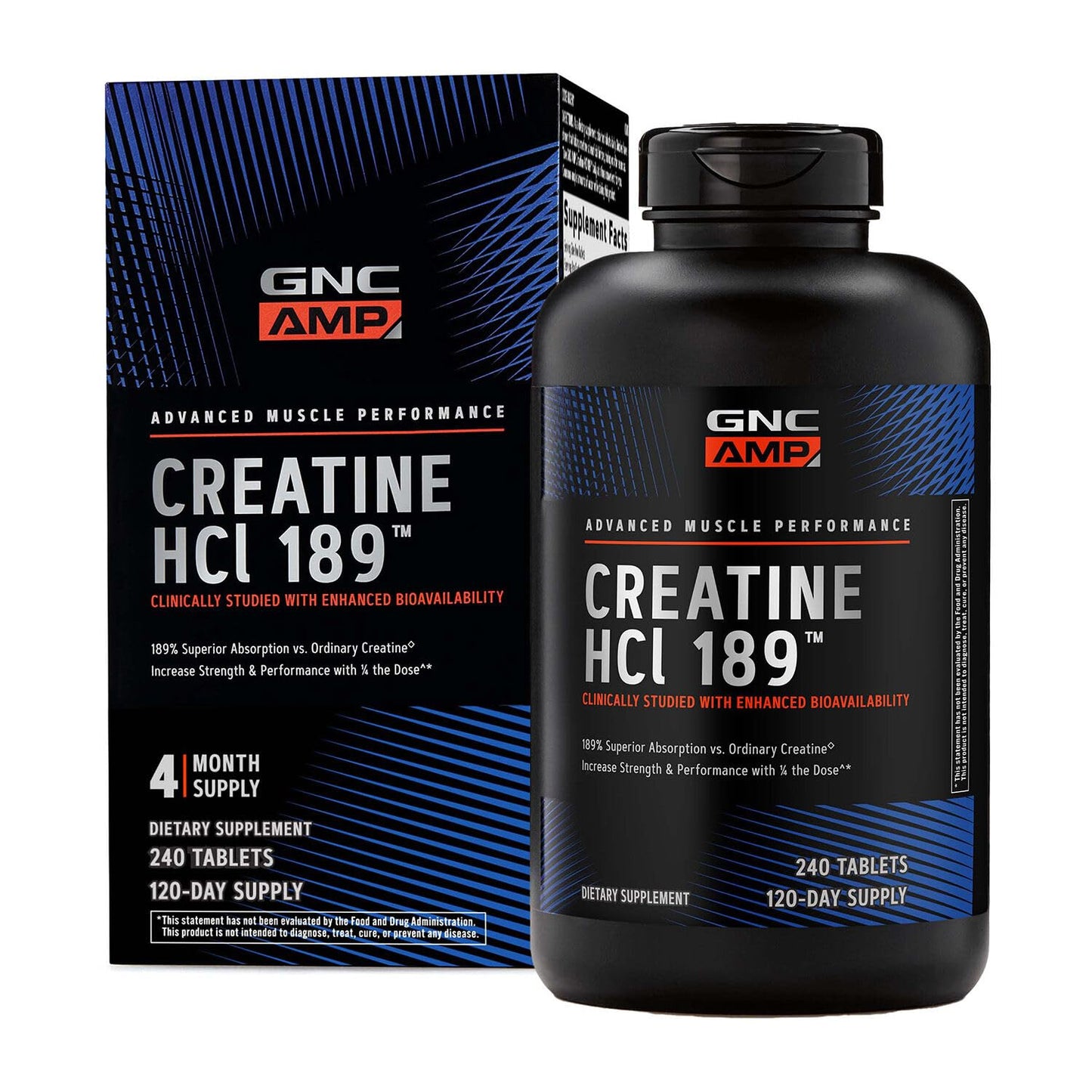 GNC AMP Creatine HCl 189 Pills, Clinically Proven Strength & Muscle Builder, Athletic Performance, Energy Production, Recovery Supplement, Fast Absorbing, Gluten Free Formula, 60 Servings