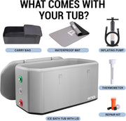 XXL Cold Plunge Tub for Athletes, Compatible with Water Chillers, 224-Gallon Inflatable Ice Bath Tub with Insulated Lid, Thermometer, Water-Absorbent Mat, Portable Ice Pod for Cold Water Therapy