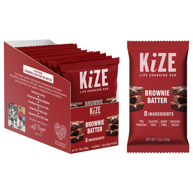 KiZE Energy Bars - Chocolate Chip Cookie - Almond-Butter-Based, Gluten Free, Dairy Free, Non-GMO, and High Protein Meal Replacement Energy Bars, Clean and Simple Food Ingredients - 10g High Protein Snacks, (10 Count)