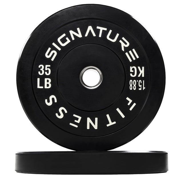 Olympic Barbell 2-Inch Rubber Bumper Plate Weight Set for Strength Training, Multiple Options
