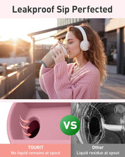 TOURIT 16 oz Travel Coffee Mug, Insulated Stainless Steel Travel Mug with Lid, Leak-Proof Double-Wall Vacuum Tumbler, Reusable Coffee Cup - Rose