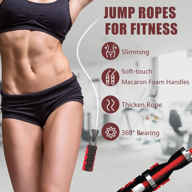 Jump Rope for Women & Men Adjustable Length Cotton Skipping Rope for Adults & Kids Workout Equipment for Weight Loss, Cardio, Boxing & Fitness Suitable for Home, Gym & School Use