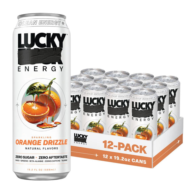 Lucky Energy Sugar Free Energy Drinks 16 Fl Oz Cans (12-Pack) Healthy Energy Drink. Bodacious Berry with Maca, Ginseng, Taurine, Beta-Alanine, 200mg Caffeine