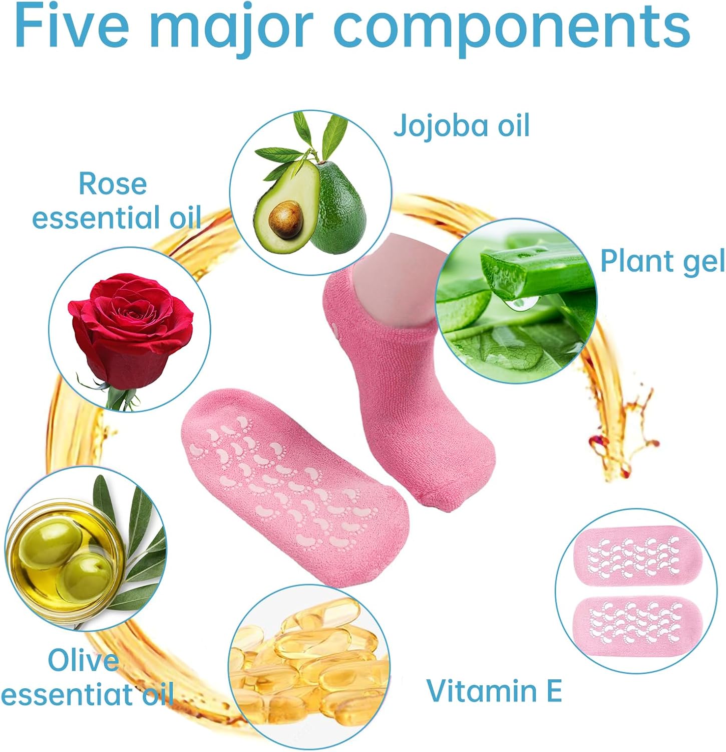 Moisturizing Socks, 2 Pairs Moisturizing Gel Socks，Soft Feet Moisturizer Spa & Pedicure Socks for Dry Cracked Heels, Calluses,Gel Spa Socks for Repairing (Blue&Pink)