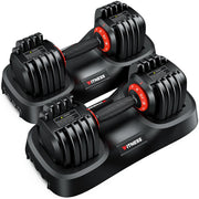 XDDIAS Adjustable Dumbbell Set of 2-25LB/55LB Set-1Sec Adjustable Dumbbell Weights-5 in 1 Free Weights Dumbbells Set with Effortless Tray/No-Slip Handle-Compact Size for Women/Men at Home Gym