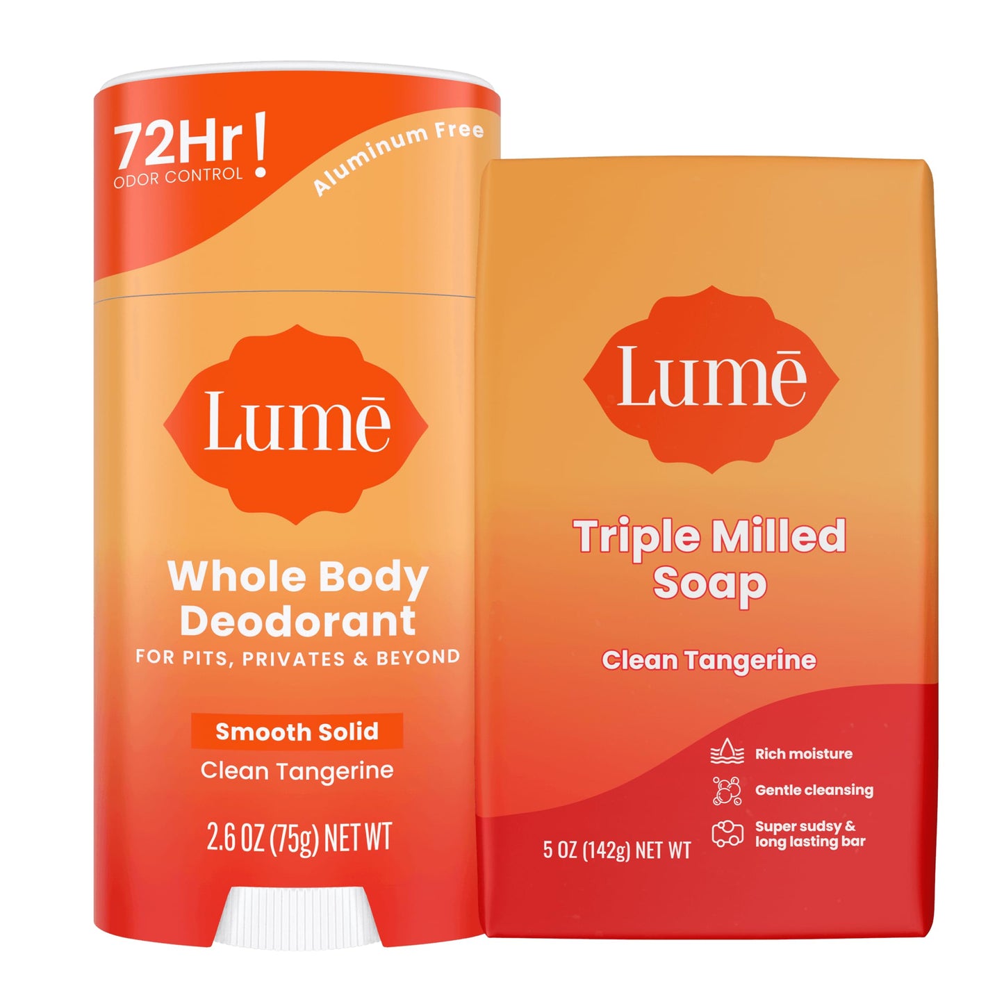 Lume Whole Body Deodorant And Soap - 2.6 Ounce Smooth Solid Stick With 72 Hour Odor Control and 5 Ounce Triple Milled Soap - Aluminum Free, Baking Soda Free and Skin Loving (Peony Rose)