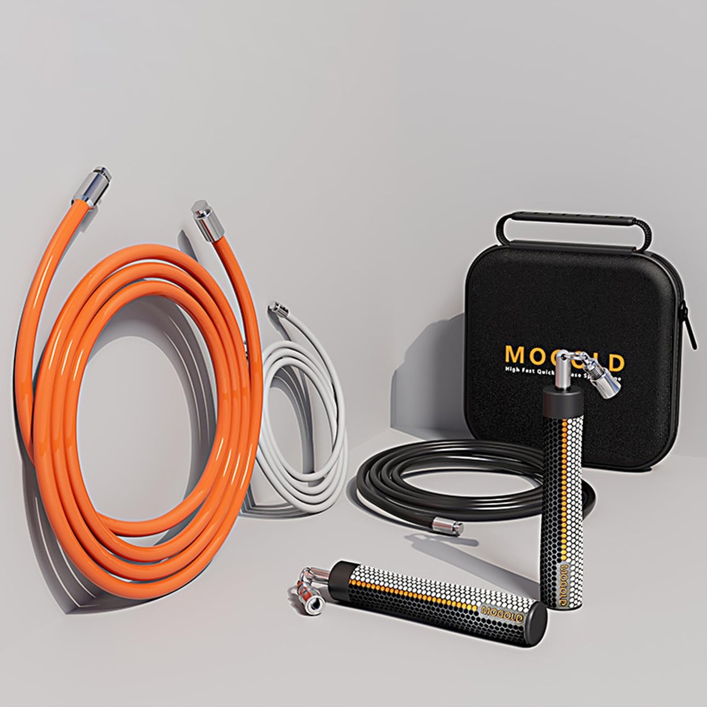 Mogold Weighted Jump Ropes for man&women fast clip interchangeable 1/4LB 1/2LB 1LB heavy jump ropes , Ball Bearing Design – Weighted, Length Adjustable,Ergonomics Grip for fitness weight loss & More
