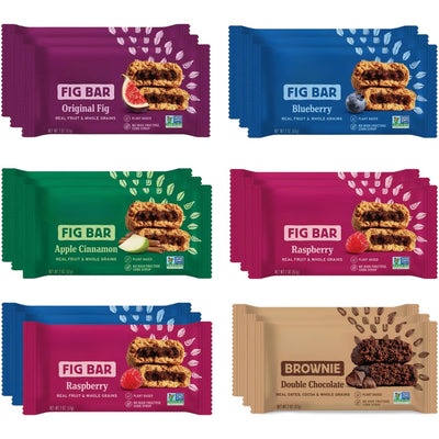 Whole Wheat Fig Bars 5 Flavor Variety Pack, Healthy Breakfast Fig Bars Variety Pack - 2 oz Bars 18 Pack