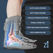 Z1 A12 Short Air Walker Ankle Fracture Boot - Orthopedic Walking Boot for Sprained Ankle, Injury - Support for Broken Foot & stability Stress Fracture Recovery Fits Left & Right Foot Men & Women (XL)