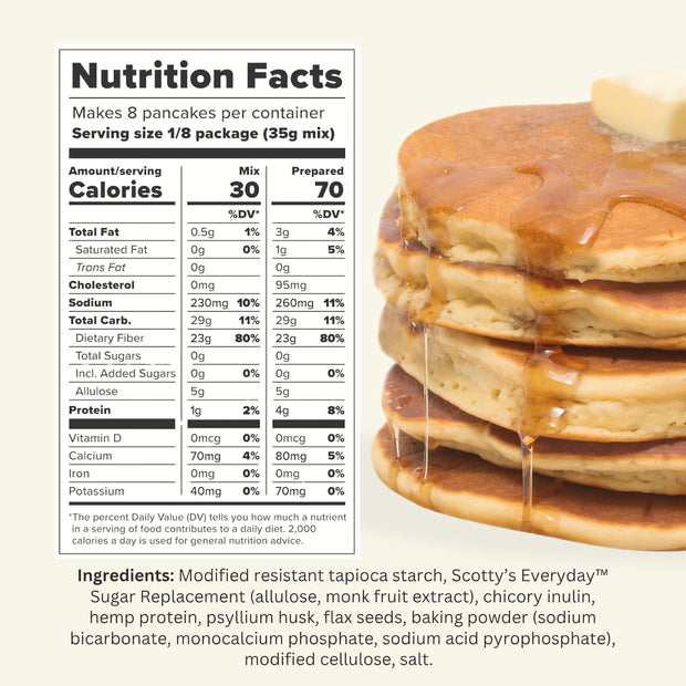Scotty's Everyday - Keto Pancake and Waffle Mix - 1g Net carbs, 0g Added Sugar, Gluten-Free, High Fiber - No Nut Flours - 9.08oz, Pack of 1