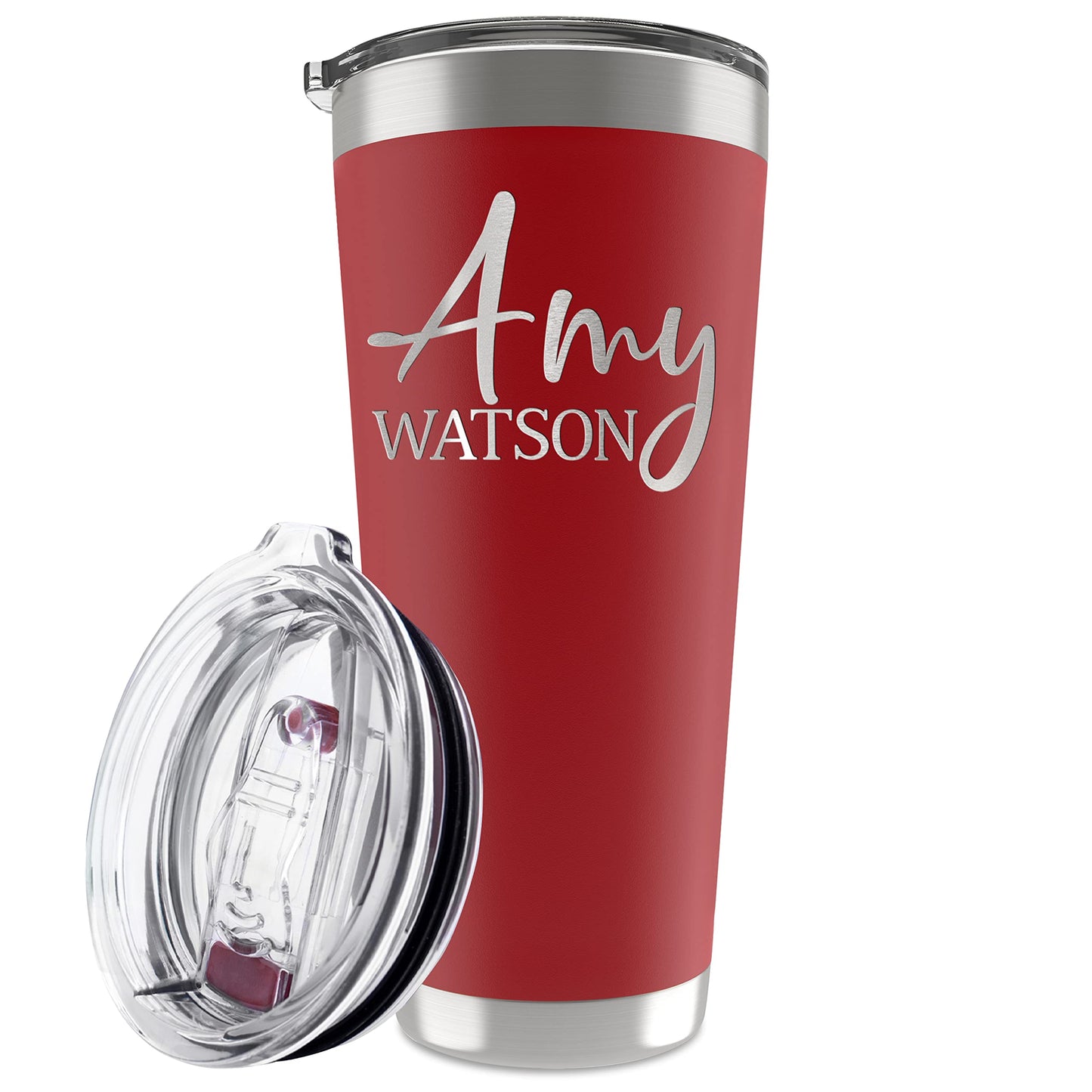 Be Burgundy Personalized Tumbler with Engraved Name - 12 Designs, 20 Oz Coffee Tumbler with Slider Lid, Black - Double Wall Insulated, Personalized Gifts for Him