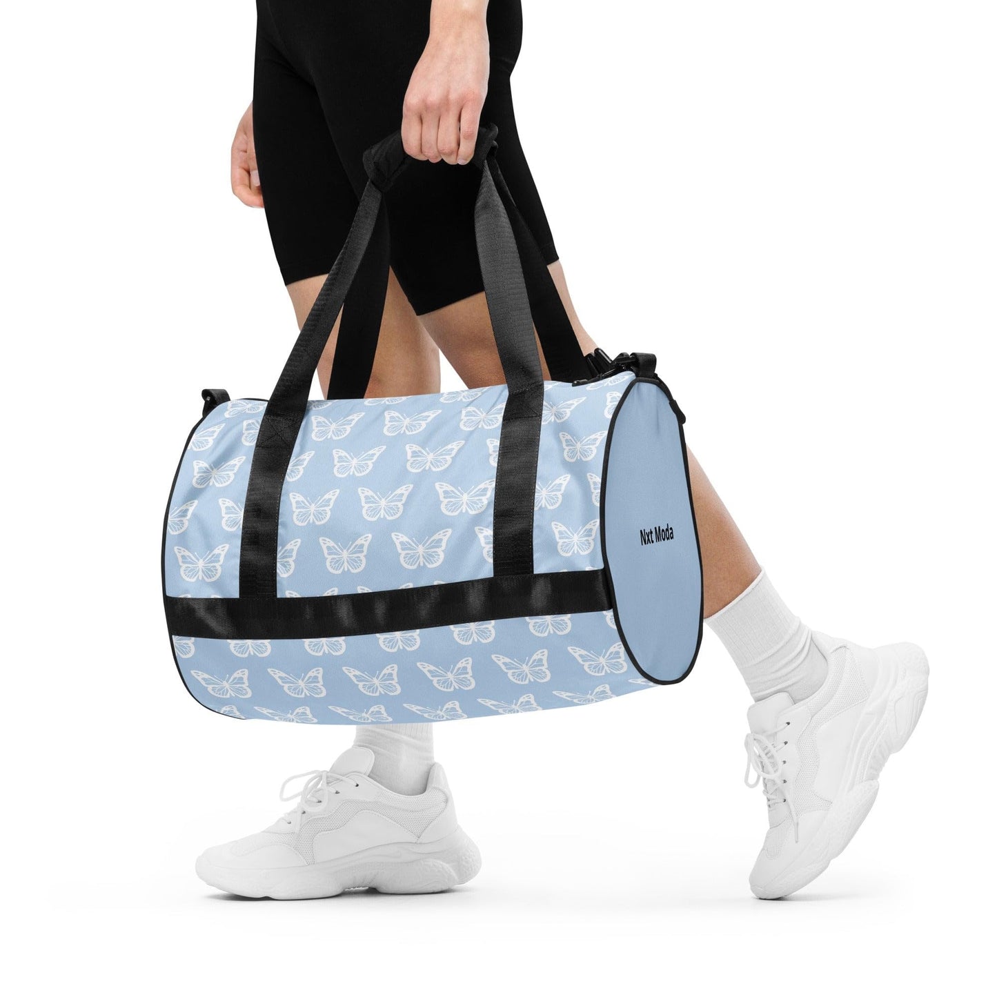 Nxt Moda Butterfly Crossbody Duffle Overnight Travel Carry On Gym Bag Women Sports Fitness Inside & Outside Pocket Cute Fashion Animal Print Shoulder Pads Water Proof Machine Washable (Zinn)