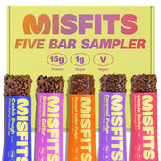 Misfits Vegan Protein Bars - Updated Gluten Free Recipe | Plant Based, Low Sugar & Carb, High Fiber Snacks | Variety Pack of 12 (4 Flavors)