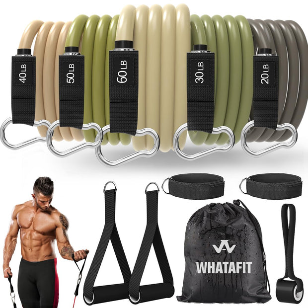 WHATAFIT Resistance Bands, Exercise Bands，Resistance Bands for Working Out, Work Out Bands with Handles for Men and Women Fitness, Strength Training Home Gym Equipment