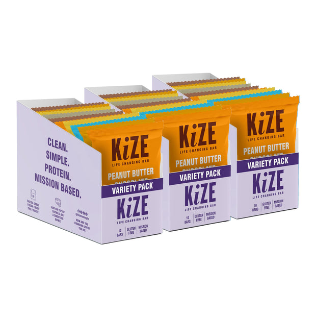 KiZE Energy Bars - Peanut Butter Chocolate Chip - Gluten Free, Dairy Free, Non-GMO, and High Protein Meal Replacement Energy Bars, Clean and Simple Food Ingredients - 10g High Protein Snacks, (10 Count)