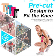 OK TAPE Nylon Kinesiology Tape for Knee, 10 Pcs Stretchable on Four Sides Precut Strips, Athletic Tape for Knee Support & Stability,Breathable and Hypoallergenic, Beige