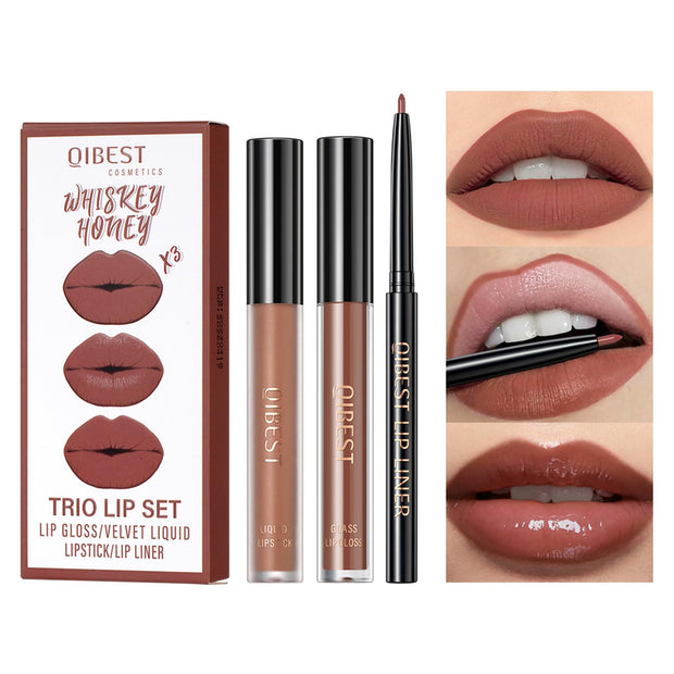QiBest 7Pcs Matte Liquid Lipstick + 1Pcs Lip Plumper Makeup Set Kit, Pigmented Long Lasting Lip Gloss Set, Velvet Waterproof Halloween Lip Makeup Valentine's Gift Sets for Girls and Women