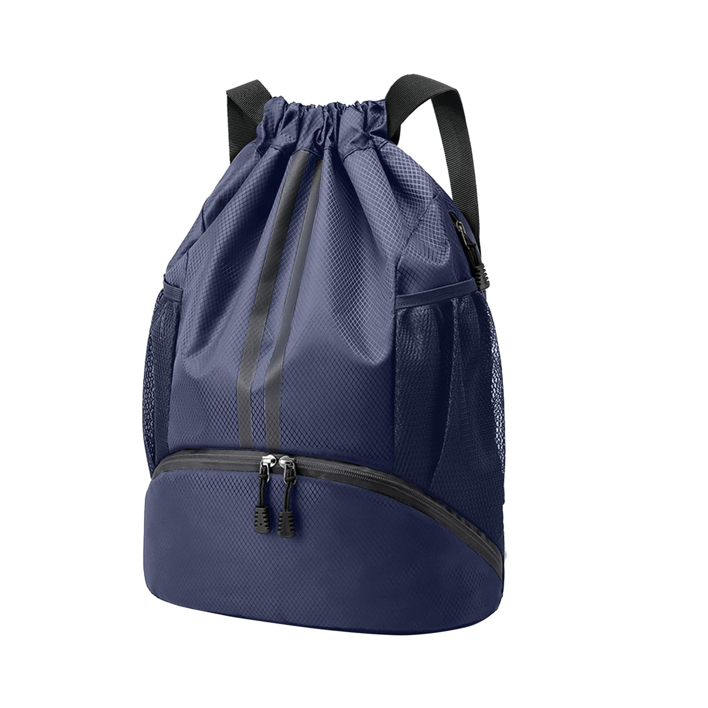 Hoedia Sports Drawstring Backpack - String Swim Gym Bag with Shoes Compartment and Wet Proof Pocket for Women&Men