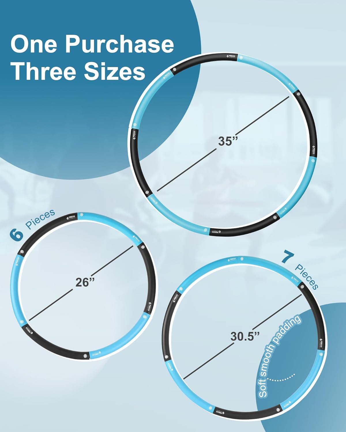 FEECCO Weighted Fitness Hoop, 8 Detachable Sections for Weight Loss