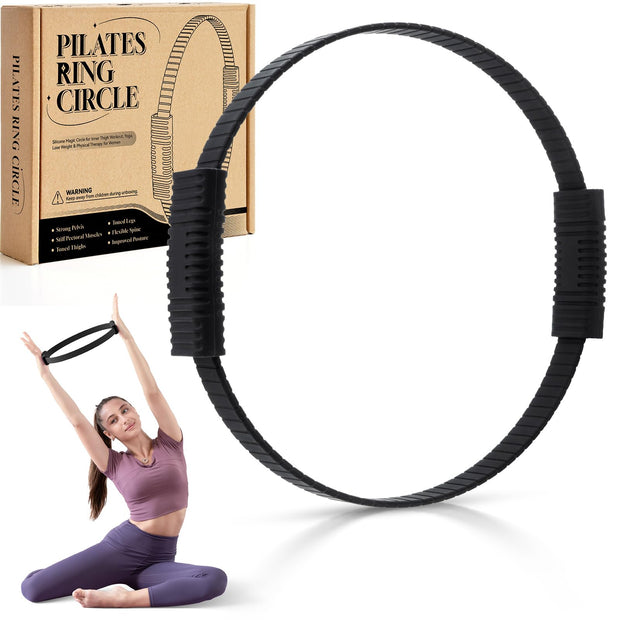 Pilates Ring Circle, 14" Magic Circle Pilates Rings for Focusing on Toning Inner Thighs, Arms, and Core, Fitness Exercise Ring Workout Ring for Yoga and Pilates