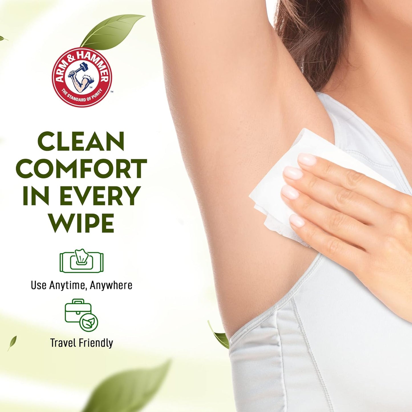 Arm and Hammer Face and Body Wipes for Adults - Deodorant Towelettes 30 Sheets for Women - Shower Wipes for Traveling, Camping, Gym, and Bathing - Alcohol-Free Face Sheets (Clear Water)