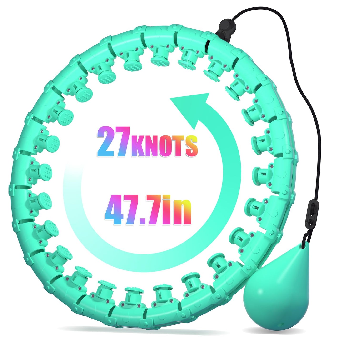 Weighted Hula Infinity Fitness Hoop for Adult Weight Loss, 2 in 1 Smart Fitness Workout Hula Circle Hoops with 27 Detachable Knots, Exercise Fit Hoop Suitable for Women and Beginners