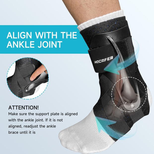 Left Ankle Brace for Women & Men - Ankle Support Sprained Ankle Brace for Achilles,Tendon,Sprain,Injury Recovery,Ankle Support Brace for Running, Basketball, Football (Grey,S,Left)