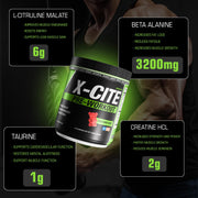 X-CITE Pre-Workout by ATHLEAN-X - Enhanced Formula with Beta-Alanine, Creatine & Caffeine for Ultimate Energy, Endurance, Focus & Muscle Pump, NSF Certified for Sports (22 Servings, Fruit Punch)