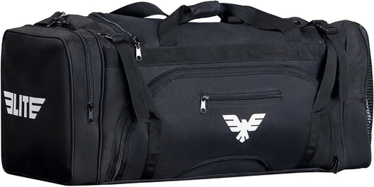 Elite Sports Monster MMA Duffel Bag – Large 44L Cordura Sports Bag w/Mesh Shoe Compartment & Adjustable Strap – MMA, BJJ, Martial Arts Gear – Fits Gi, Headgear, Shin Guards, Rash Guards & More