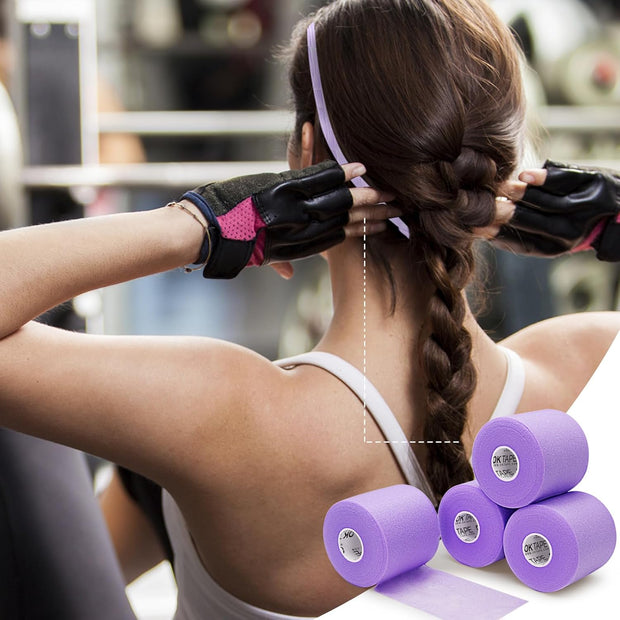 OK TAPE Pre Wrap Tape (4-Rolls) - Athletic Foam Underwrap for Sports, Protect for Ankles Wrists Hands and Knees, 2.75 Inches x 30 Yards - Black/Pink/Beige/White