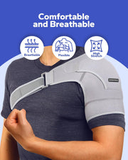 Komoko Shoulder Brace, Rotator Cuff Support Brace and Arm Sling for Pain Relief, Shoulder Compression Sleeve for Preventing Strains and Dislocation, Adjustable Fits Left and Right Arm, Men & Women