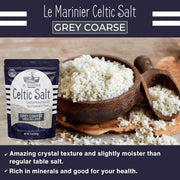 Le Marinier French Sea Salt Grey Coarse, 1.1lb - 18oz. Mineral Rich 100% Natural and Unrefined Celtic Salt Organic. Hand Harvested Mineral Sea Salt, Sel Gris (1.1lb Grey Coarse)