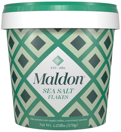 Maldon Salt, Sea Salt Flakes, 20 oz (570 g), Resealable Tub, Kosher, Natural, Handcrafted, Gourmet, Pyramid Crystals