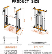 Wall-Mounted Folding Smith Machine Home Gym, All-in-One Compact Power Cage & Cable Pulley Trainer with 125–250LB Dual-User Resistance Band System for Home, Garage, Basement Fitness