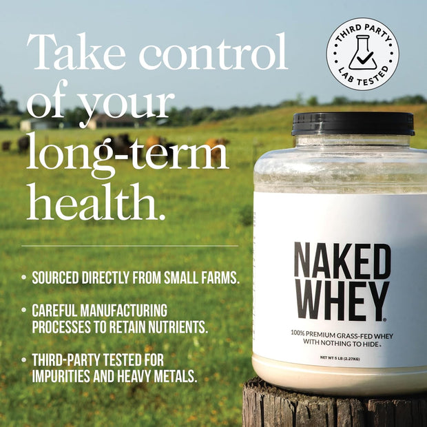 NAKED Whey Isolate Protein - Only 2 Ingredients, 30g Grass-Fed Protein, Zero Carb, Unflavored, Undenatured, Non-GMO, No Soy, Gluten-Free, No Preservatives - 28 Servings