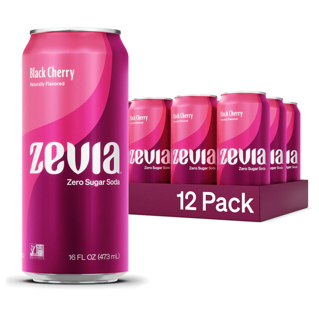Zevia Zero Sugar Soda, Rainbow Variety Pack, 12 oz Cans (24-Pack) – Naturally Sweetened, Non-GMO Project Verified, Gluten-Free, Vegan