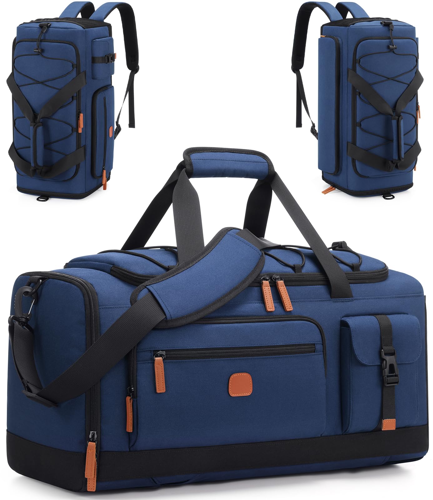 Gym Bag for Men and Women with Shoe & Laptop Compartment, 3-in-1 Sports Travel Duffel Bag Anti-Theft Weekender Carry-On Backpack for Airplane & Workout, Overnight Travel Bag,35L (Black, Medium)