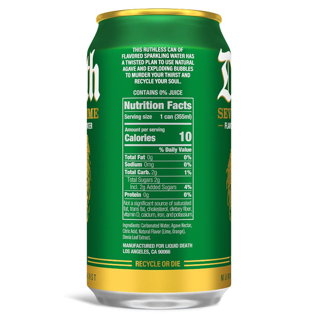 Liquid Death, Severed Lime, Lime-Flavored Sparkling Water, 12-Pack (12oz Cans), Low Calorie & No Artificial Sweeteners