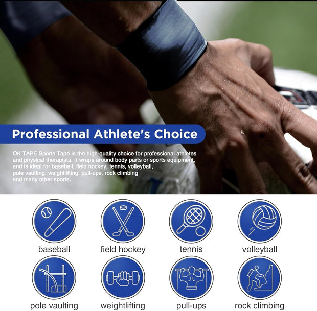 OK TAPE 4 Rolls Athletic Tape, Sports Tape for Injuries, Rigid, Easy Tear Medical Tape, Wrist Tape, No Sticky Residue | Secure Ankle, Finger, Knee- 1.5inch x 15yards (Purple)