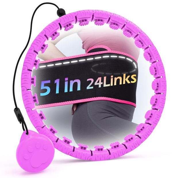 Weighted Hula Circle for Adults Weight Loss, Infinity Fitness Hoop Plus Size 51 Inch with Sweat Belt, Include 27 Detachable Links and Waist Trainer for Women