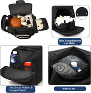 Waterproof Gym Bag with Shoe & Wet Compartment for Men/Women,Sports Duffle Bags for Workout/Fitness/Travel(Black,20"x11"x11")