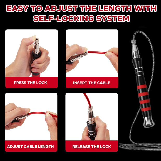 Speed Jump Rope - No-Screw Design, 360° Rotation, Non-Slip Silicone, Weighted, Includes 2 Handles, Portable Fitness Tool for Boxing