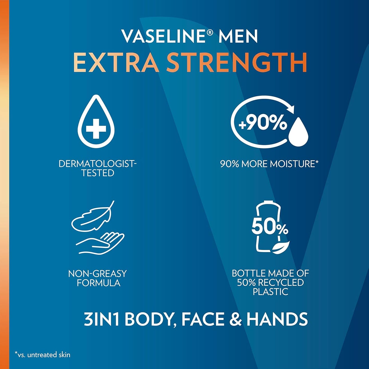Vaseline Lotion for Men Extra Strength 3-in-1 for Face, Hands & Body + Original Lip Therapy for Dry Lips with Petroleum Jelly (3 Piece Set)