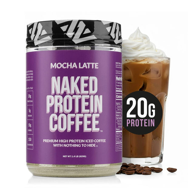 NAKED Vanilla Latte Protein Coffee - Premium Colombian Iced Coffee Protein Shake Drink, Delicious Keto Friendly and Gluten Free, 17 Servings