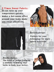 SEXYWG Sauna Suits for Men Workout Sauna Jackets Zipper Sweat Jackets Gym Heat Trapping Hoodie Top Shaper Long Sleeve Suits