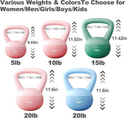 RUNWE Soft Kettlebell - Weight Options for 25, 20, 15, 10 and 5 LB Strength Training Kettlebells Weight Iron Sand Filled Shock-Proof Hand Weights for Women Men or Children