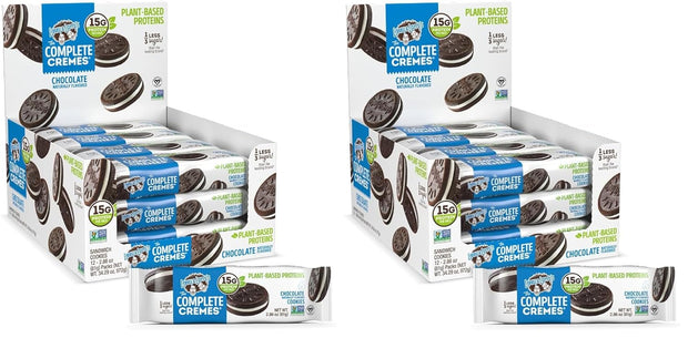 Lenny & Larry's The Complete Cremes, Sandwich Cookies, Chocolate, Vegan, 5g Plant Protein, 6 Cookies Per Pack (Box of 12) (Pack of 2)